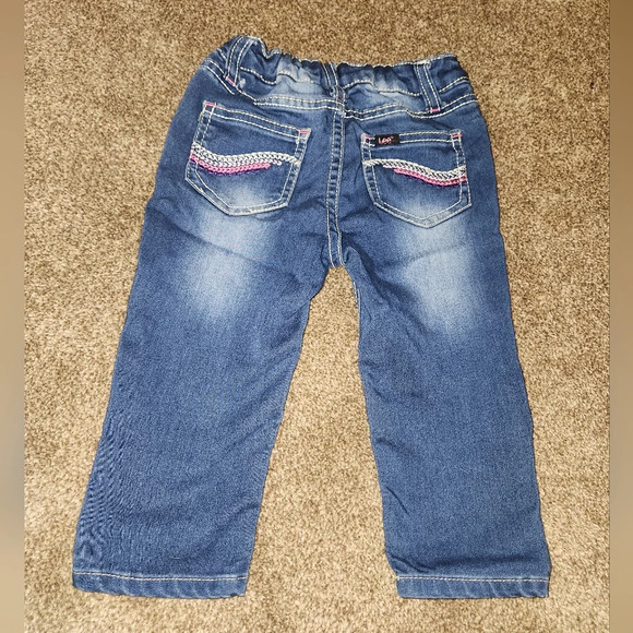 ๐ 3/$10 Lee Girl's 4T Cuffed Crop Adjustable Waist Blue Jeans - Picture 9 of 9
